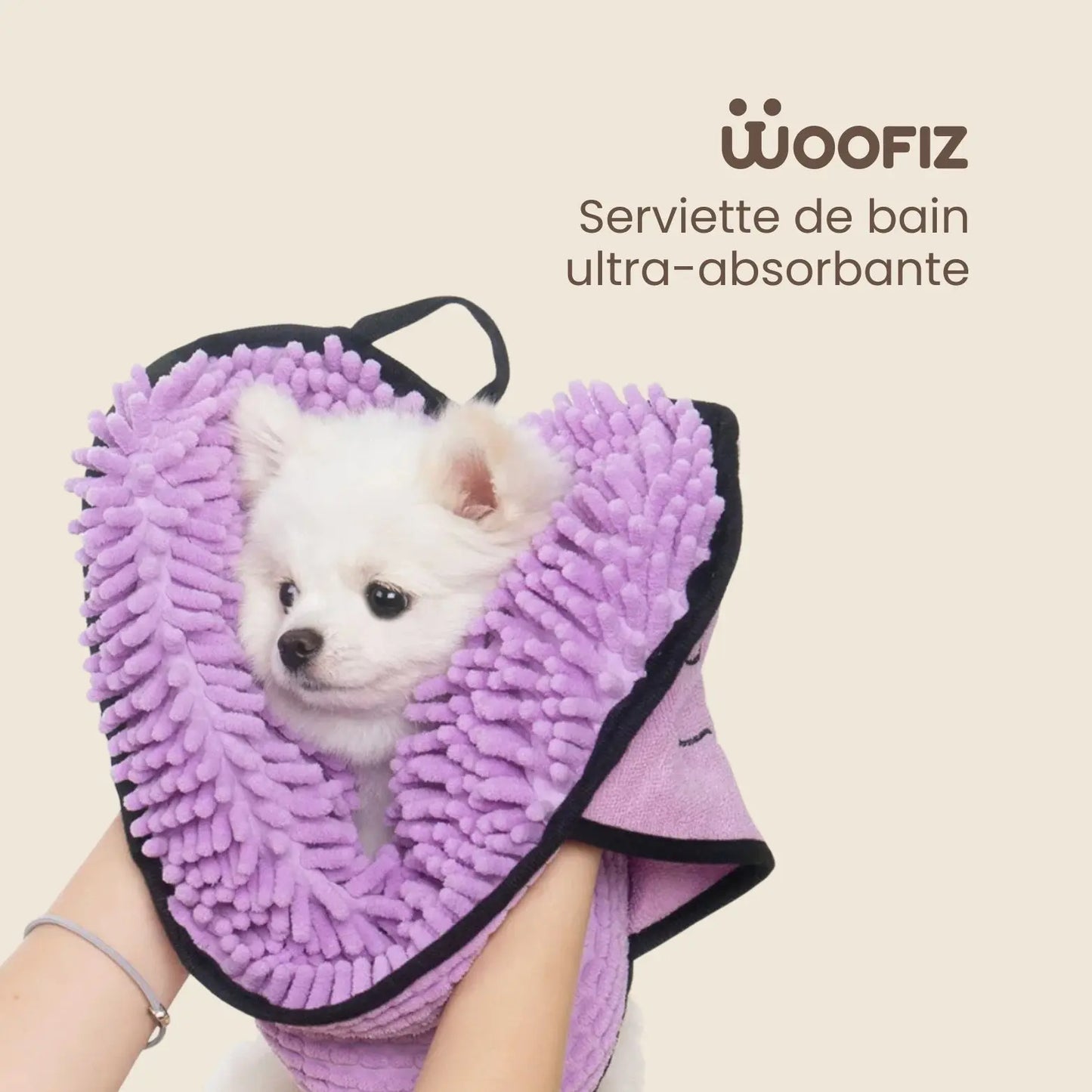 Serviette de bain ultra-absorbante pour chien Woofiz